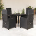 5 Piece Garden Dining Set With Cushions Black Poly Rattan
