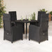 5 Piece Garden Dining Set With Cushions Black Poly Rattan