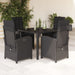 5 Piece Garden Dining Set With Cushions Black Poly Rattan