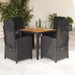 5 Piece Garden Dining Set With Cushions Black Poly Rattan