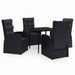5 Piece Garden Dining Set with Cushions Black Tbkkakx