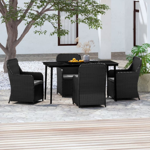 5 Piece Garden Dining Set with Cushions Black Tbkkpat