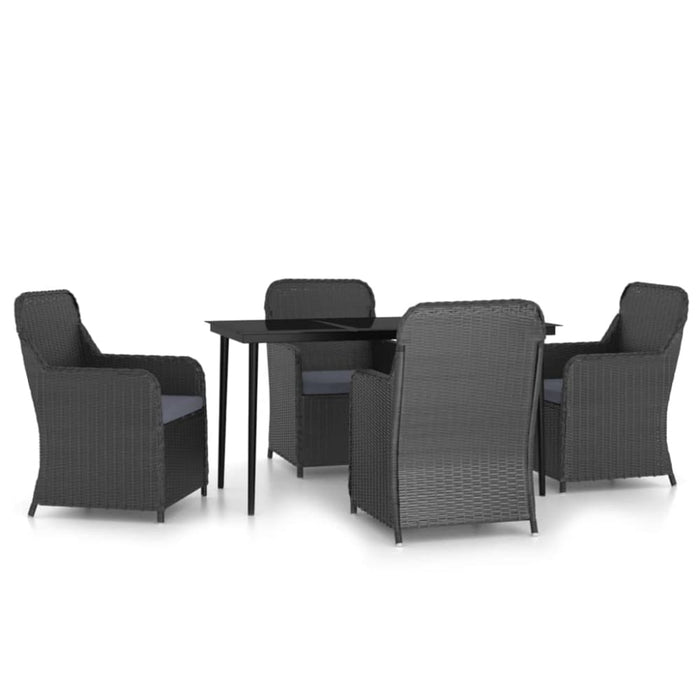 5 Piece Garden Dining Set with Cushions Black Tbkkpat