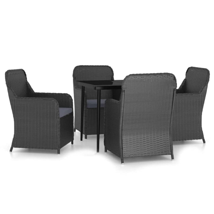 5 Piece Garden Dining Set with Cushions Black Tbkkpax