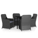 5 Piece Garden Dining Set with Cushions Black Tbkkptb