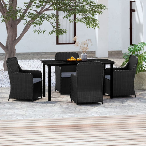 5 Piece Garden Dining Set with Cushions Black Tbkkpto