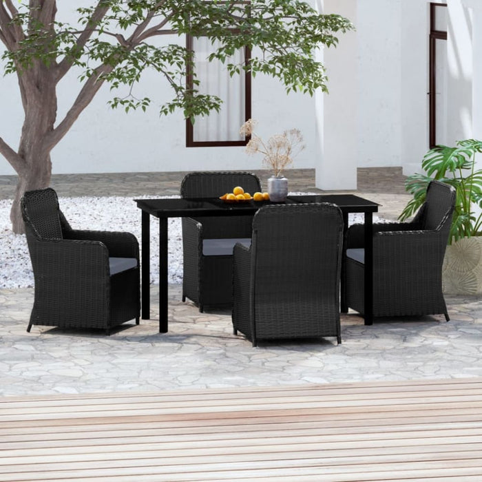 5 Piece Garden Dining Set with Cushions Black Tbkkpto