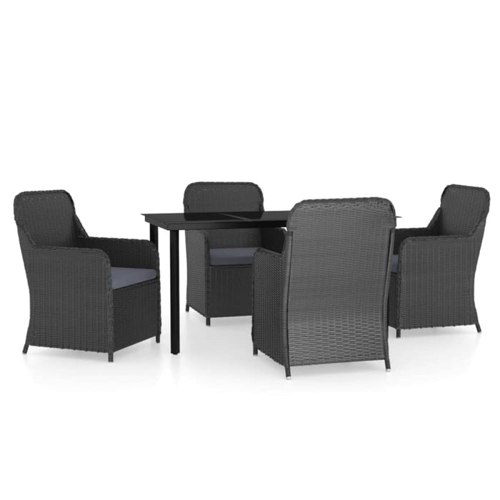 5 Piece Garden Dining Set with Cushions Black Tbkkpto