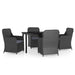 5 Piece Garden Dining Set with Cushions Black Tbkkpto