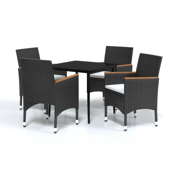 5 Piece Garden Dining Set with Cushions Black Tbkktax