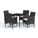 5 Piece Garden Dining Set with Cushions Black Tbkktax