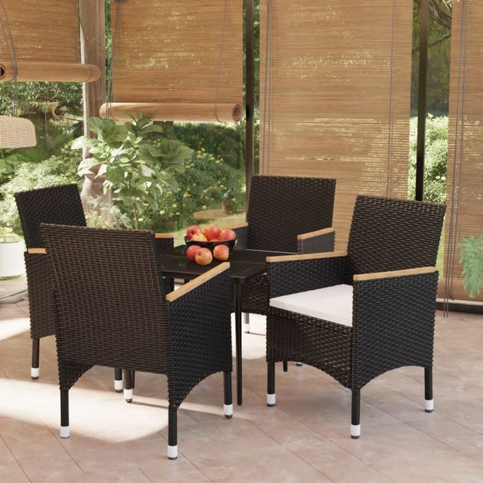 5 Piece Garden Dining Set with Cushions Black Tbkktax
