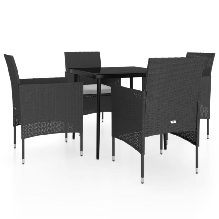 5 Piece Garden Dining Set with Cushions Black Tbkktbl