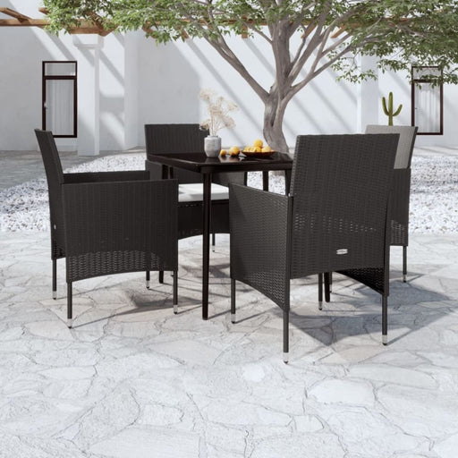 5 Piece Garden Dining Set with Cushions Black Tbkktbl