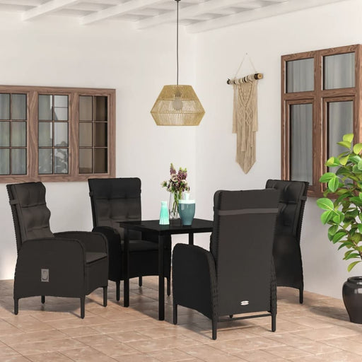 5 Piece Garden Dining Set With Cushions Black Tbkktpa