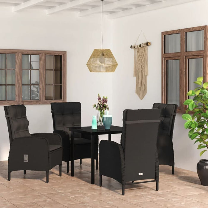 5 Piece Garden Dining Set With Cushions Black Tbkktpa