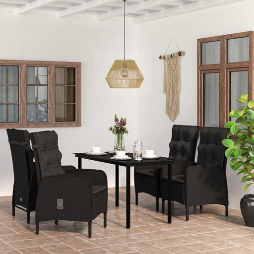 5 Piece Garden Dining Set With Cushions Black Tbkktpp