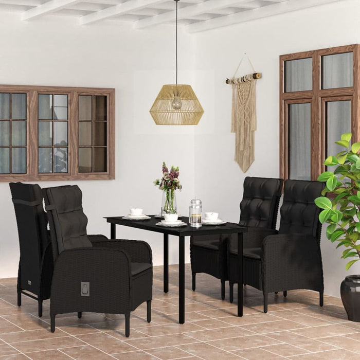 5 Piece Garden Dining Set With Cushions Black Tbkktpp