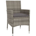 5 Piece Garden Dining Set With Cushions Grey Poly Rattan