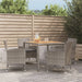 5 Piece Garden Dining Set With Cushions Grey Poly Rattan
