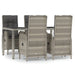 5 Piece Garden Dining Set With Cushions Grey Poly Rattan