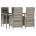 5 Piece Garden Dining Set With Cushions Grey Poly Rattan