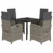 5 Piece Garden Dining Set With Cushions Grey Poly Rattan