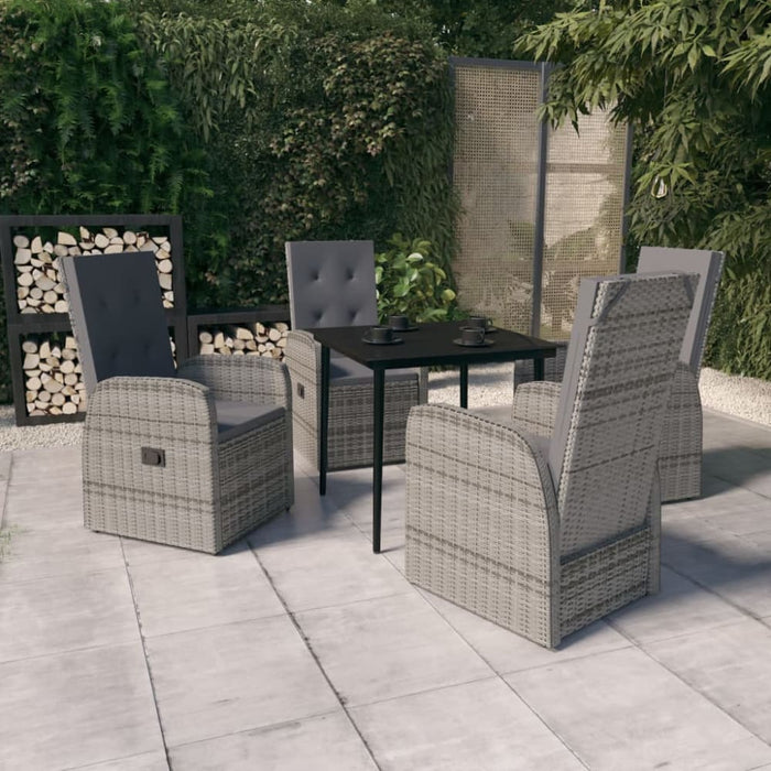 5 Piece Garden Dining Set with Cushions Grey Tbkkanl