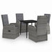 5 Piece Garden Dining Set with Cushions Grey Tbkkanl