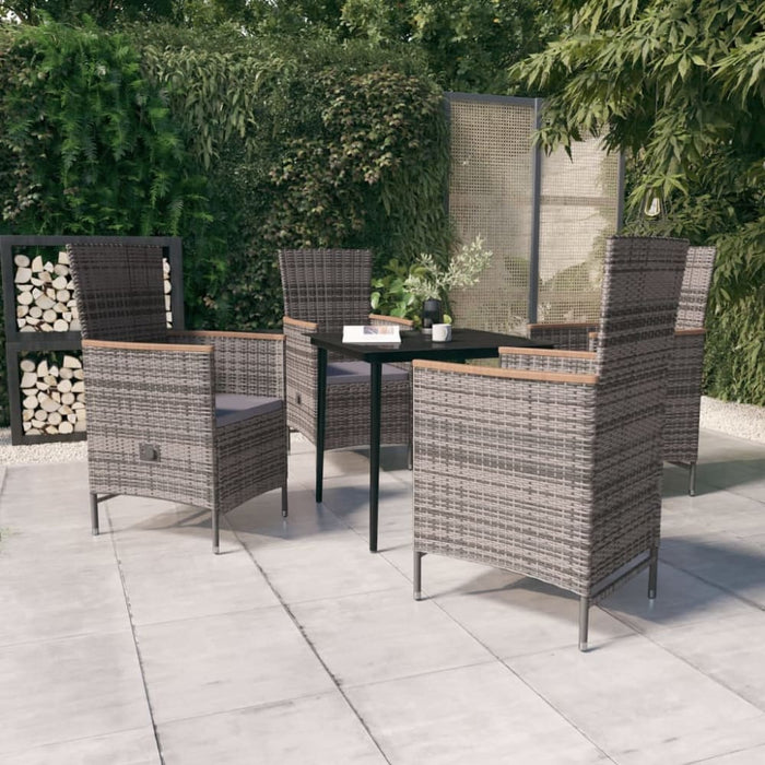 5 Piece Garden Dining Set with Cushions Grey Tbkkapb