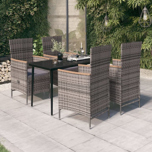 5 Piece Garden Dining Set with Cushions Grey Tbkkapo