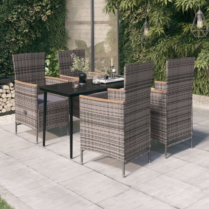 5 Piece Garden Dining Set with Cushions Grey Tbkkapo