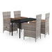 5 Piece Garden Dining Set with Cushions Grey Tbkkatt