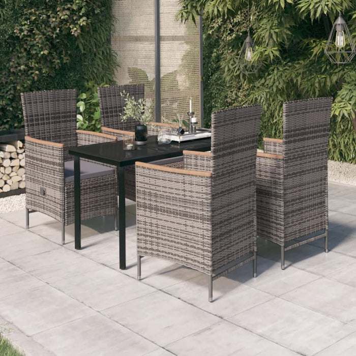 5 Piece Garden Dining Set with Cushions Grey Tbkkatt
