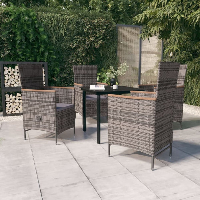 5 Piece Garden Dining Set with Cushions Grey Tbkkatx