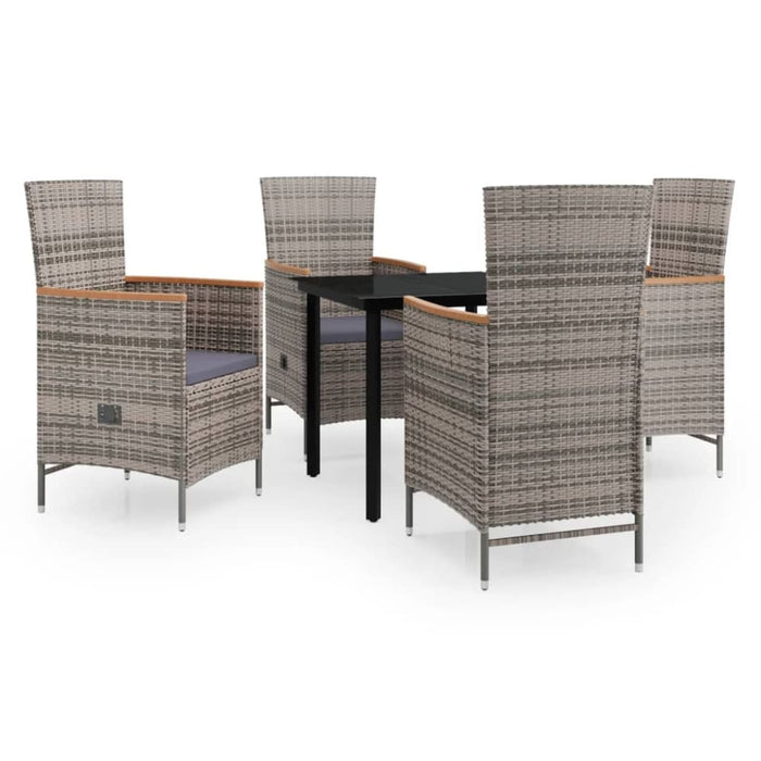 5 Piece Garden Dining Set with Cushions Grey Tbkkatx