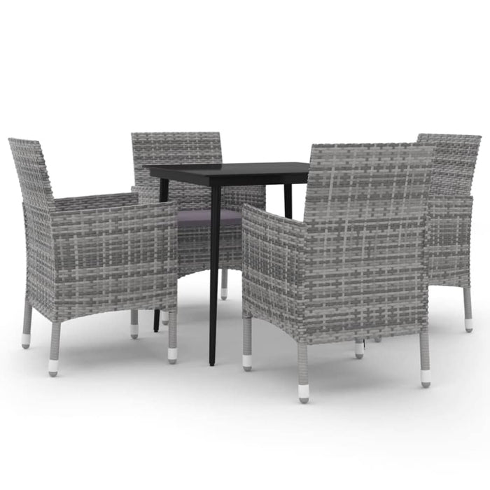 5 Piece Garden Dining Set with Cushions Poly Rattan