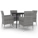 5 Piece Garden Dining Set with Cushions Poly Rattan