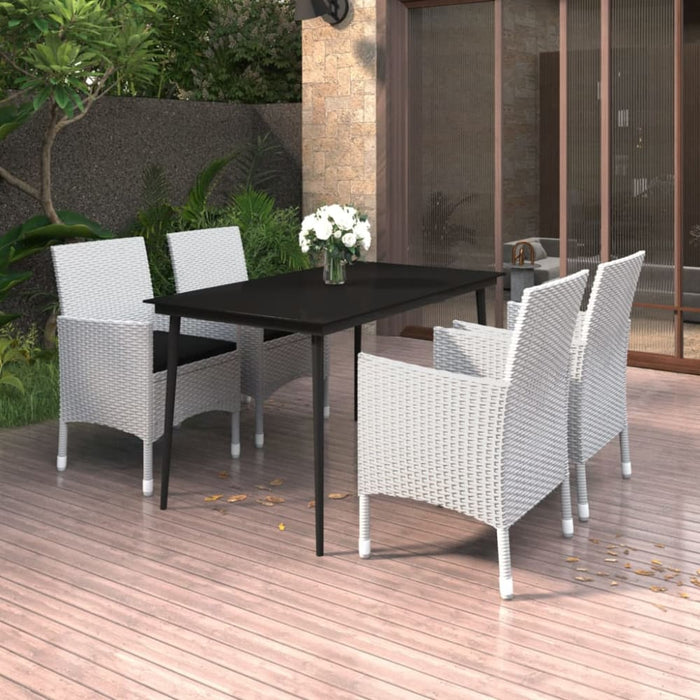 5 Piece Garden Dining Set with Cushions Poly Rattan
