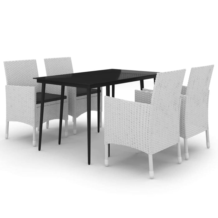 5 Piece Garden Dining Set with Cushions Poly Rattan