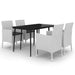 5 Piece Garden Dining Set with Cushions Poly Rattan