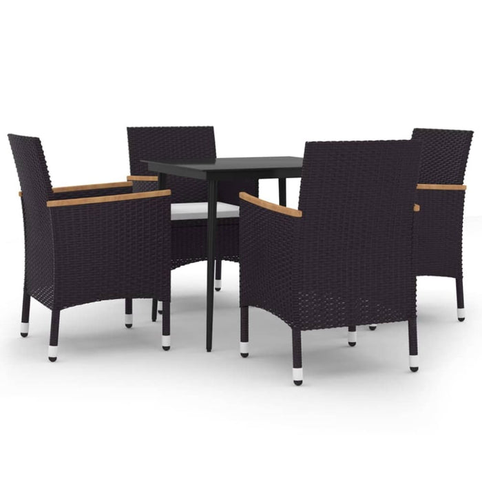 5 Piece Garden Dining Set with Cushions Poly Rattan