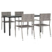 5 Piece Garden Dining Set Grey And Black Poly Rattan Steel