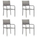 5 Piece Garden Dining Set Grey And Black Poly Rattan Steel