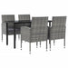 5 Piece Garden Dining Set Grey And Black Poly Rattan Steel