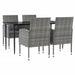 5 Piece Garden Dining Set Grey And Black Poly Rattan Steel