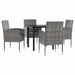 5 Piece Garden Dining Set Grey And Black Poly Rattan Steel