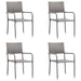 5 Piece Garden Dining Set Grey And Black Poly Rattan Steel
