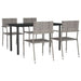 5 Piece Garden Dining Set Grey And Black Poly Rattan Steel