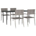 5 Piece Garden Dining Set Grey And Black Poly Rattan Steel